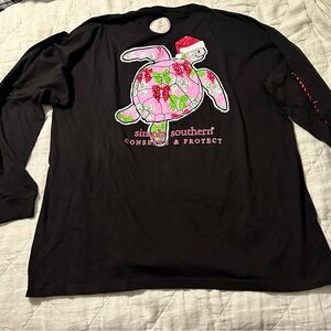 Simply Southern Black Turtle Christmas Shirt XXL